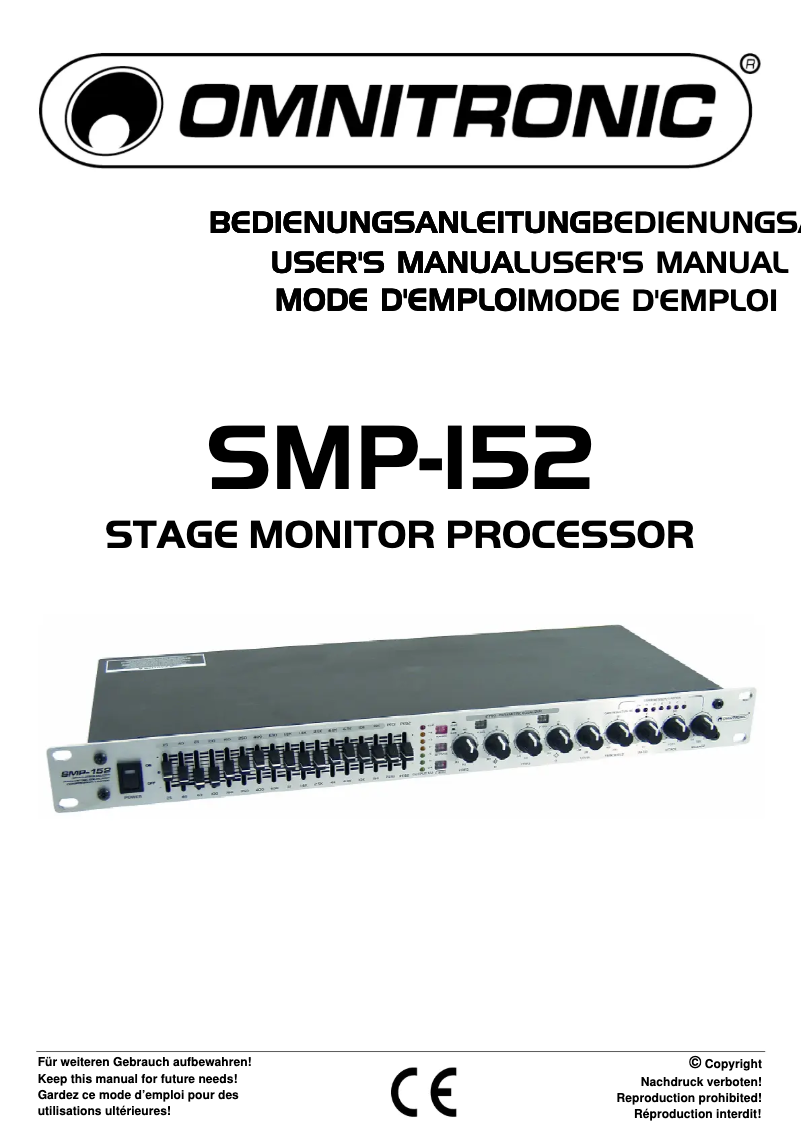 Page 1 de la notice Manuel utilisateur Omnitronic SMP-152