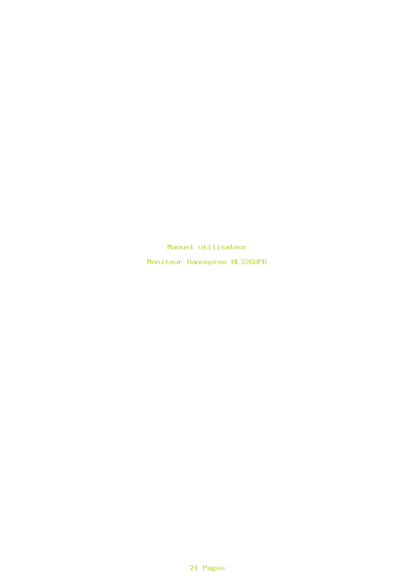 Page 1 de la notice Manuel utilisateur Hannspree HL326UPB