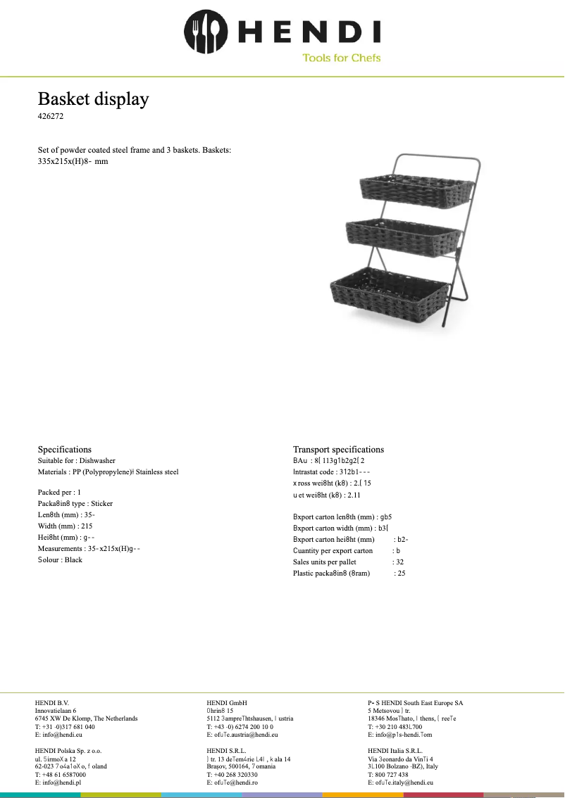 Page 1 of the manual Technical Sheet Hendi 426272