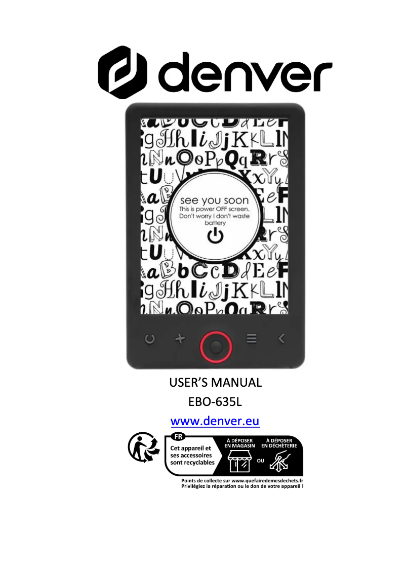 Page 1 de la notice Manuel utilisateur Denver EBO-635L