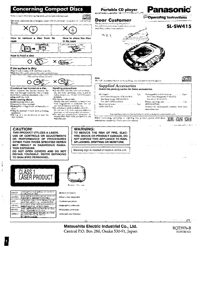 Página 1 del manual Manual de usuario Panasonic SL-SW415