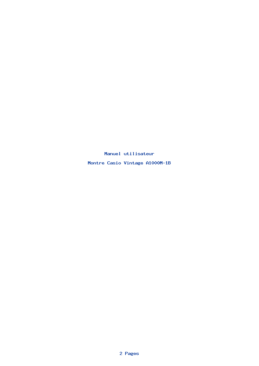 Page 1 de la notice Manuel utilisateur Casio Vintage A1000M-1B