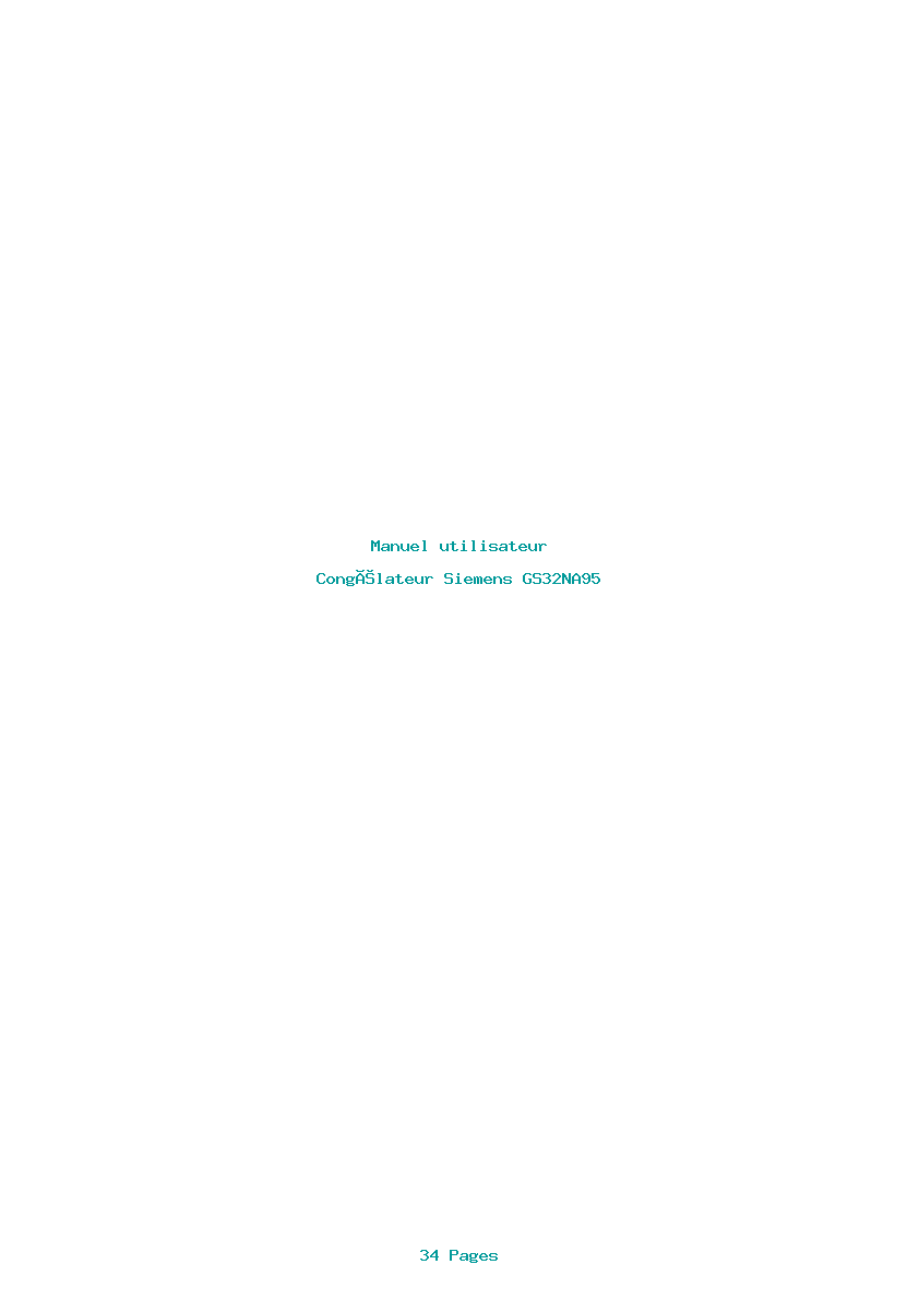 Page 1 de la notice Manuel utilisateur Siemens GS32NA95