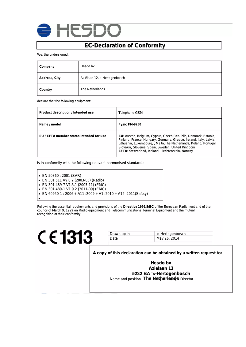 Page 1 de la notice Manuel utilisateur Fysic FM-9250