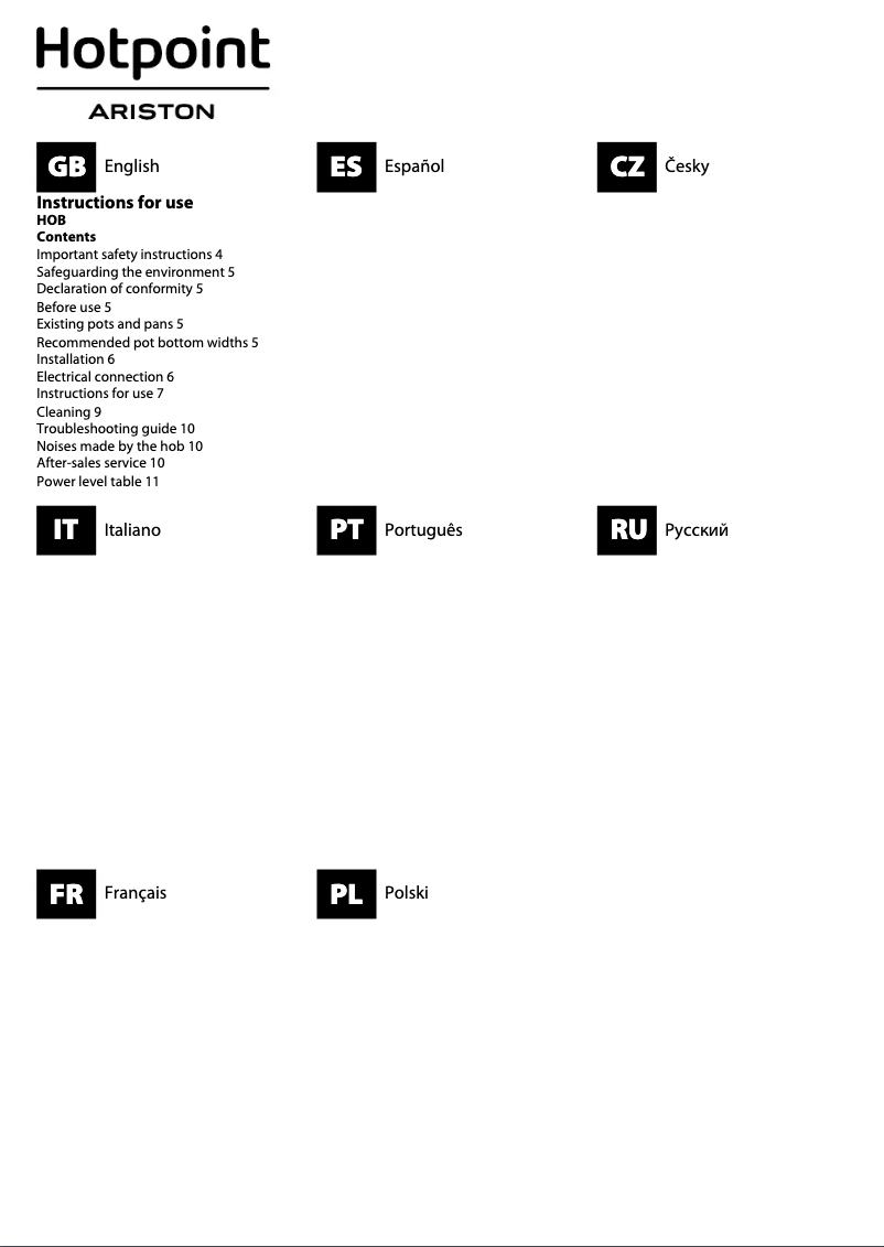 Page 1 de la notice Manuel utilisateur Hotpoint Ariston KIS 641 F B