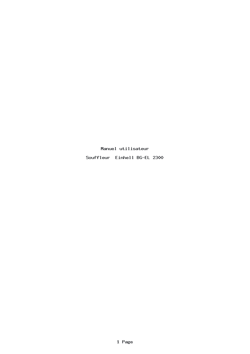 Page 1 de la notice Manuel utilisateur Einhell BG-EL 2300