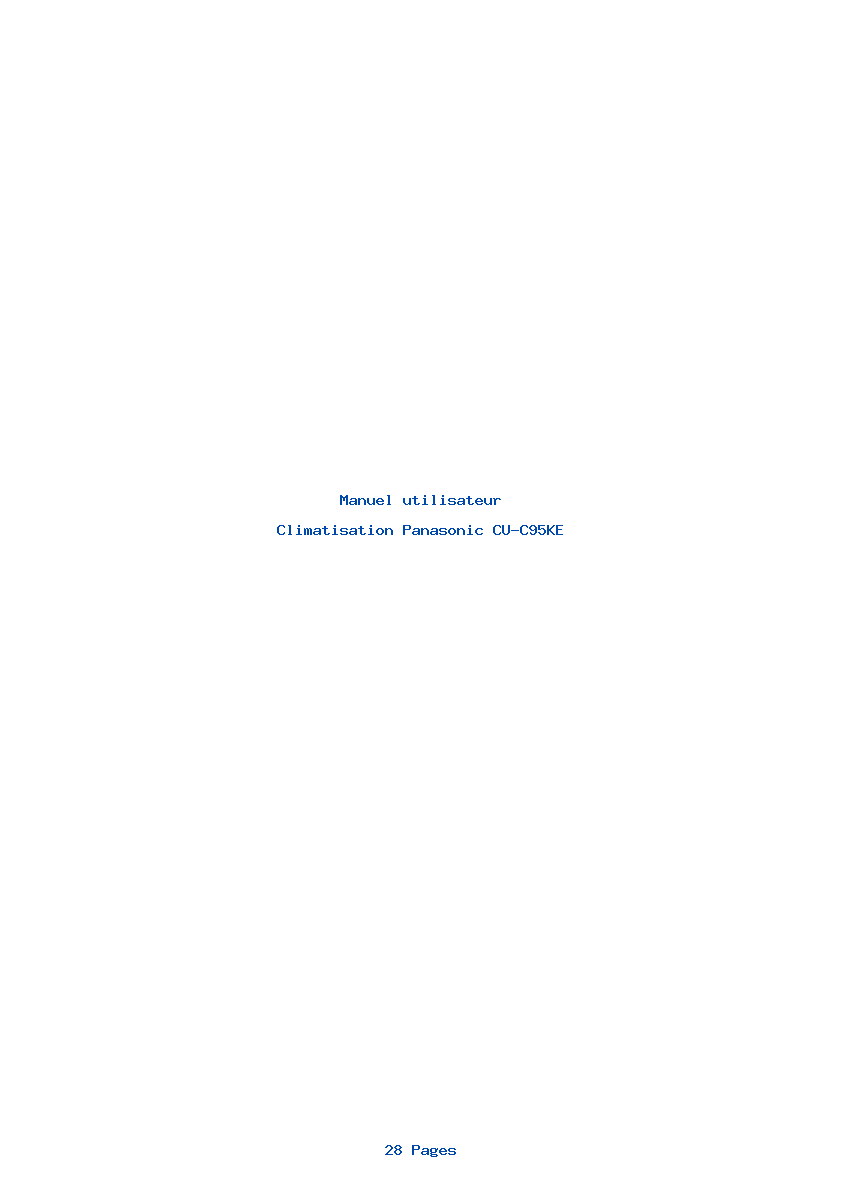 Page 1 de la notice Manuel utilisateur Panasonic CU-C95KE