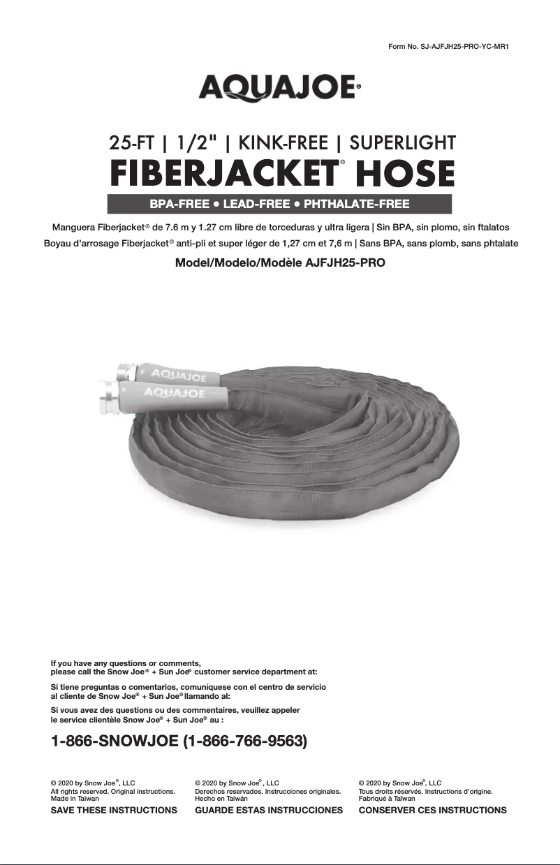Page 1 de la notice Manuel utilisateur Aqua Joe AJFJH25-PRO