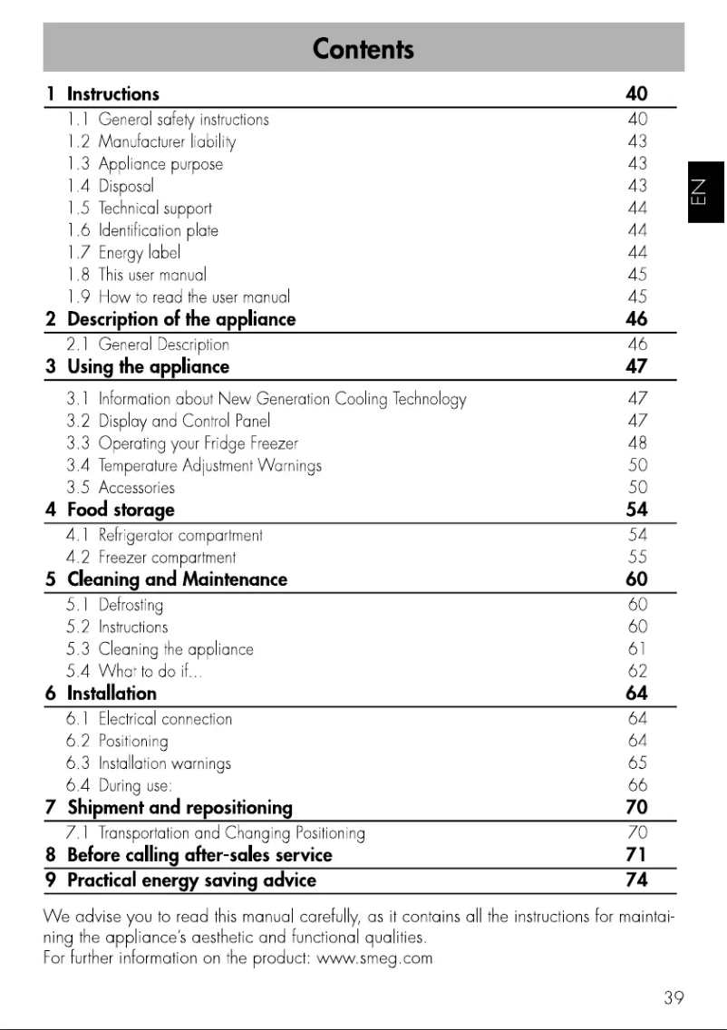 Página 1 del manual Manual de usuario Smeg FA8005RPO5