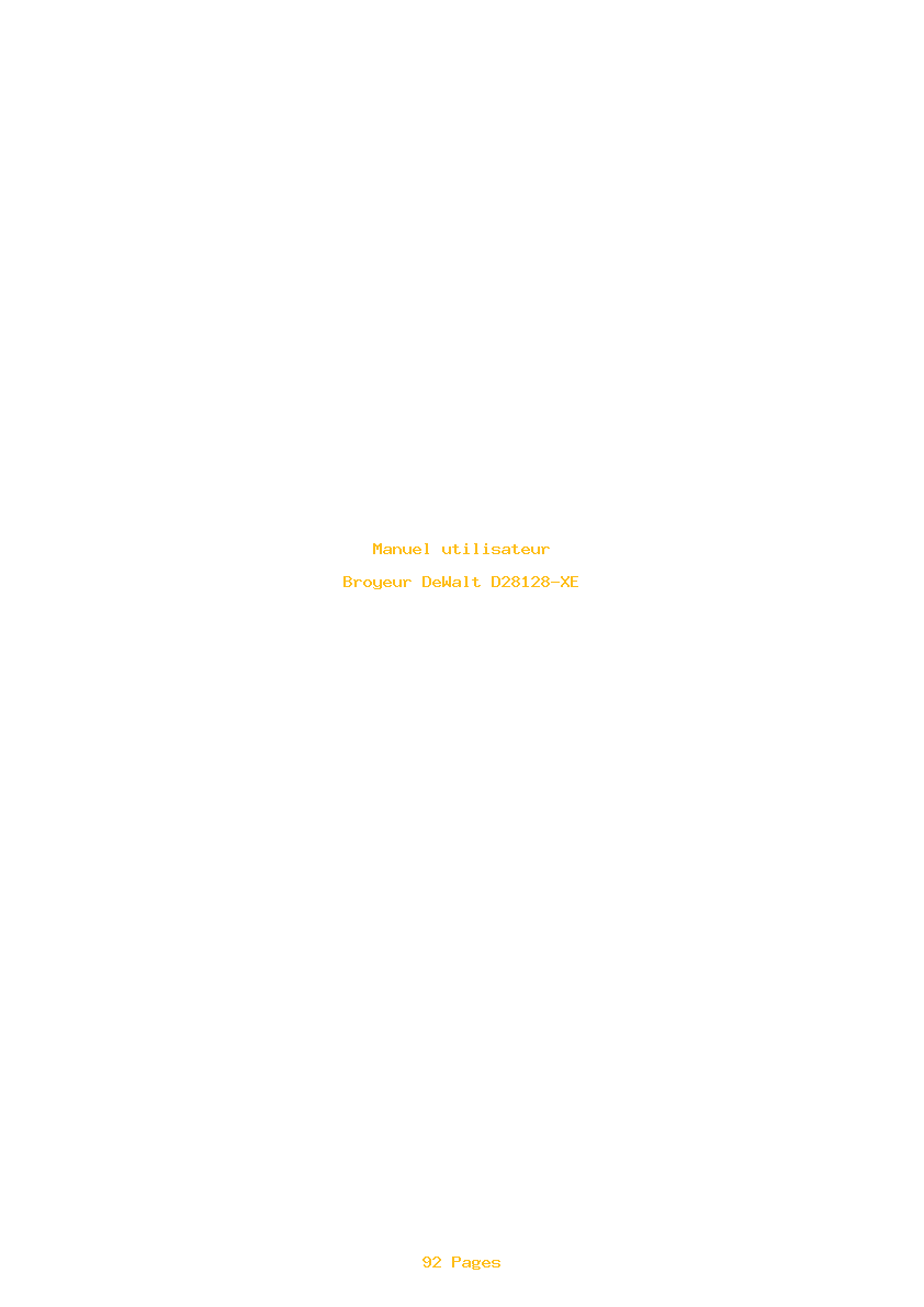 Page 1 de la notice Manuel utilisateur DeWalt D28128-XE