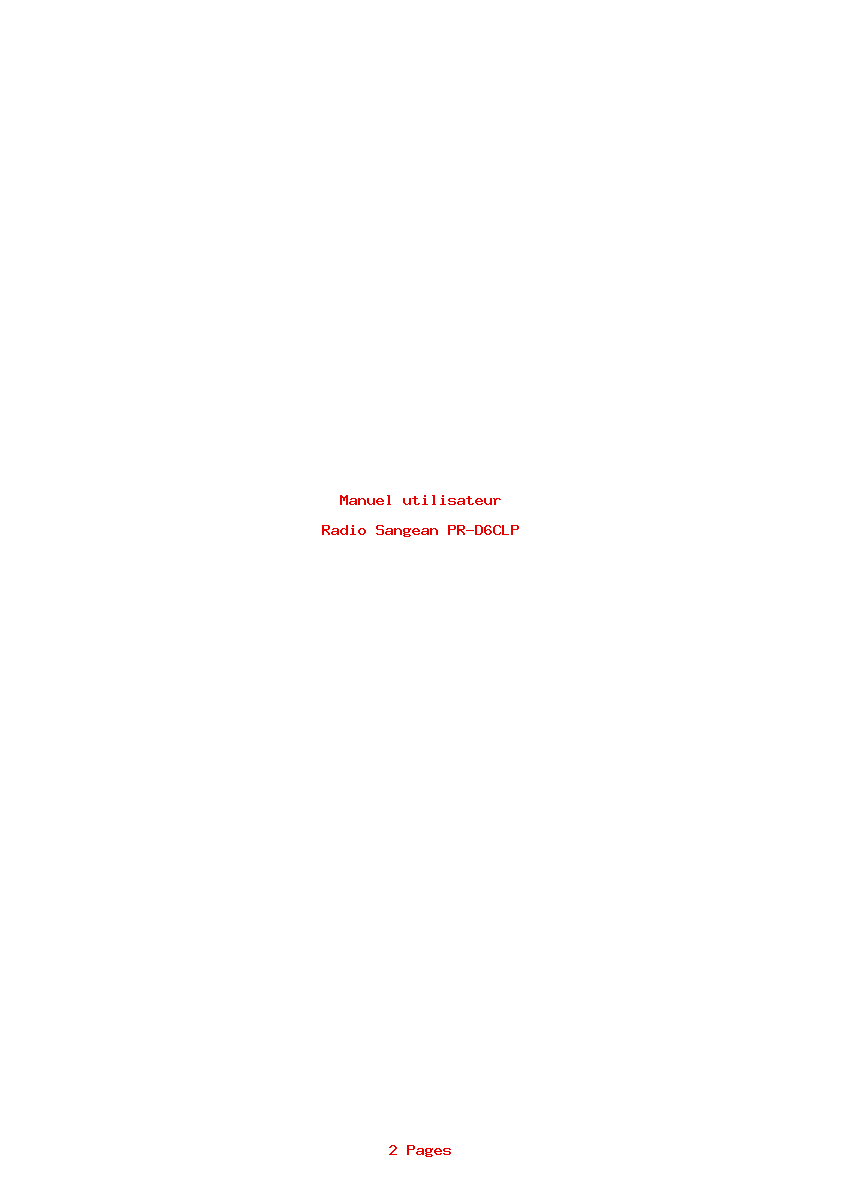 Page 1 de la notice Manuel utilisateur Sangean PR-D6CLP