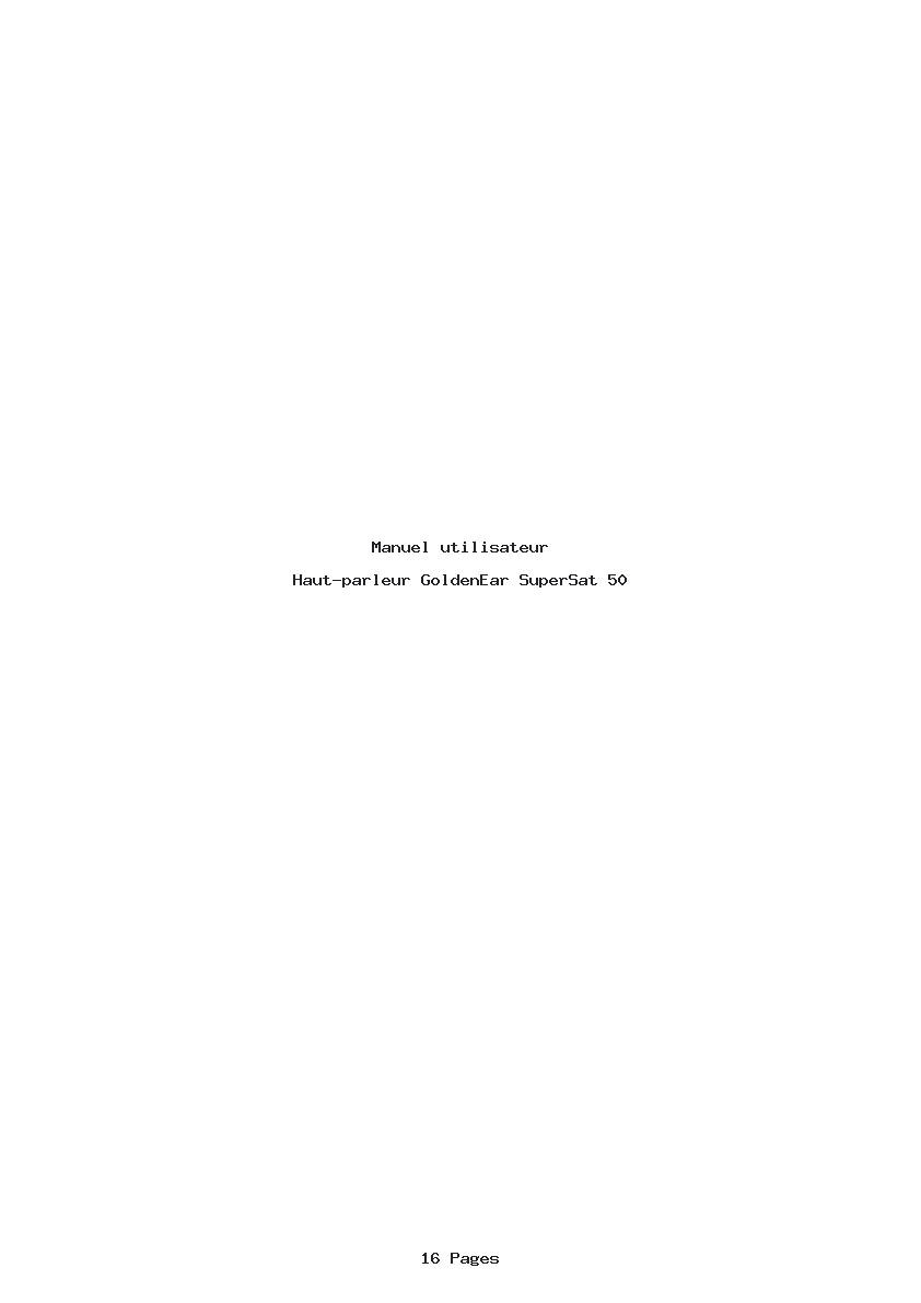 Page 1 de la notice Manuel utilisateur GoldenEar SuperSat 50