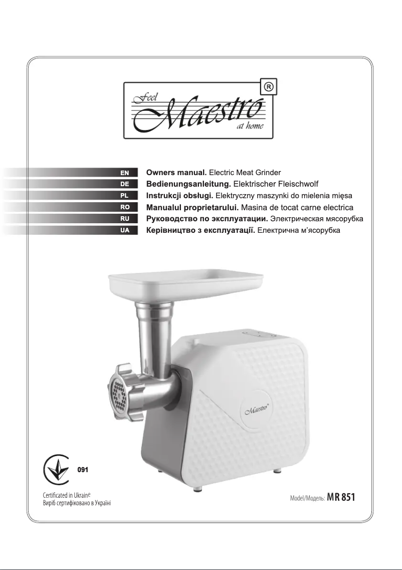 Page 1 de la notice Manuel utilisateur Maestro MR851