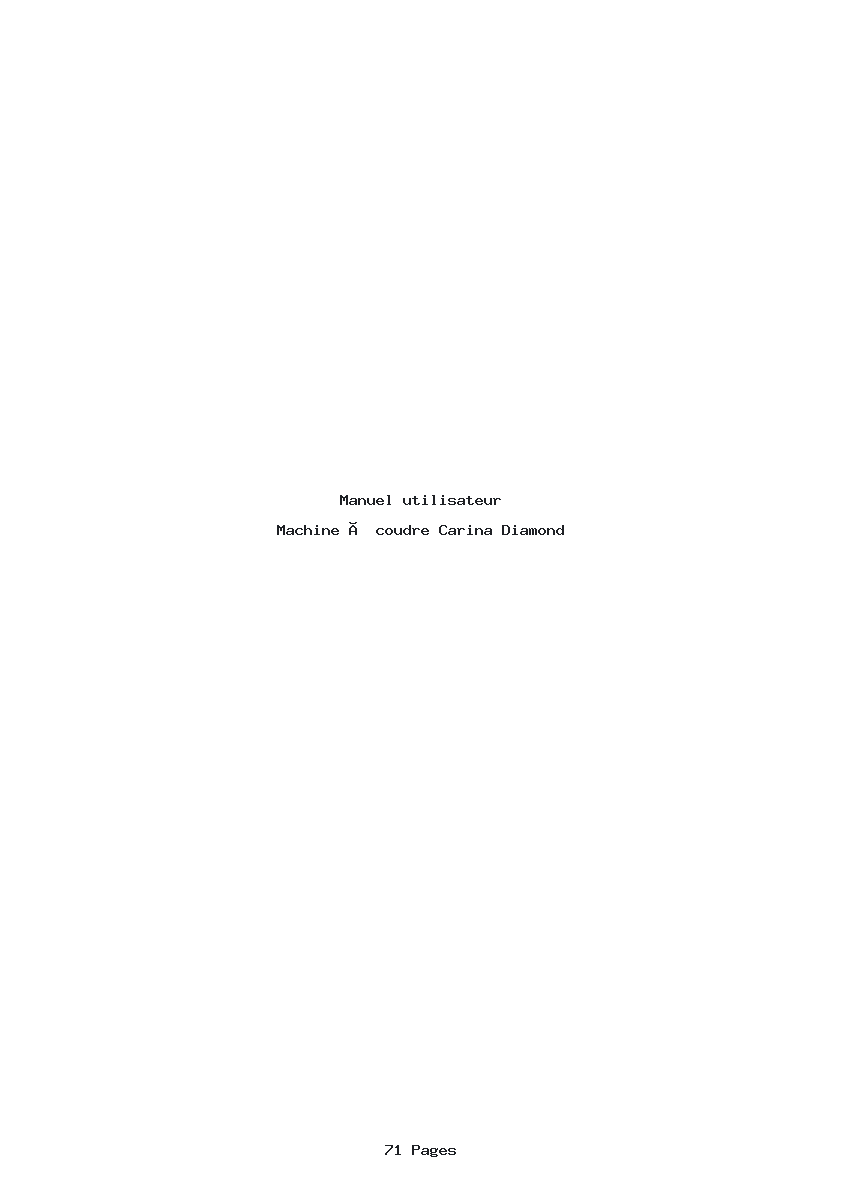 Page 1 de la notice Manuel utilisateur Carina Diamond