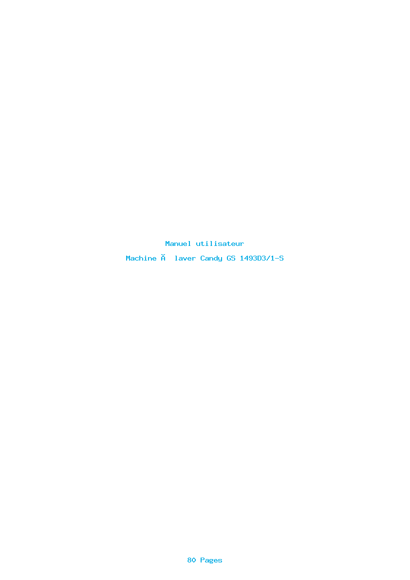 Page 1 de la notice Manuel utilisateur Candy GS 1493D3/1-S