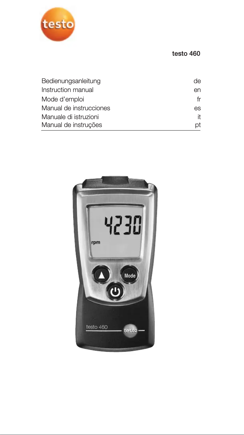 Page 1 de la notice Manuel utilisateur Testo 460