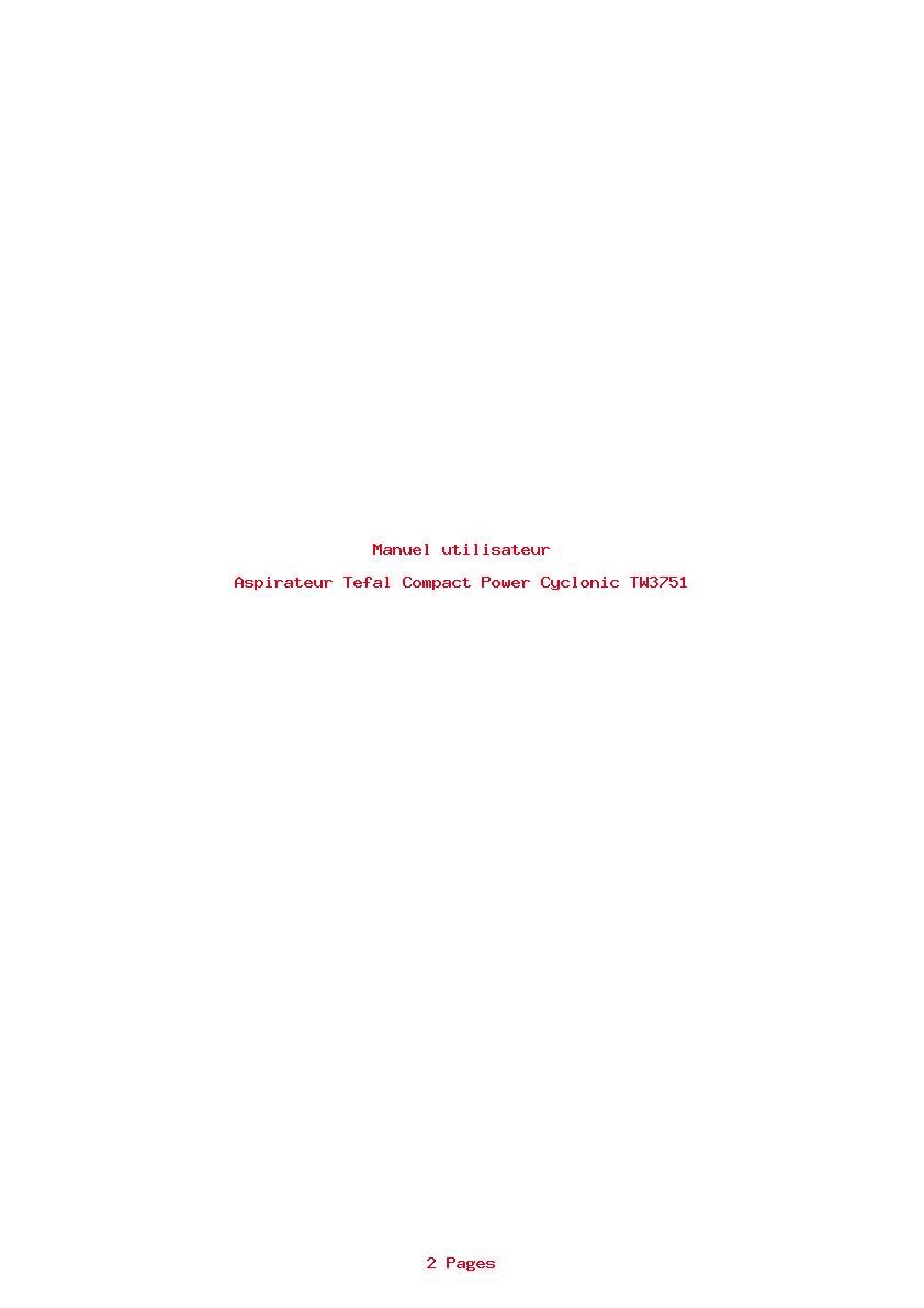 Page 1 de la notice Manuel utilisateur Tefal Compact Power Cyclonic TW3751