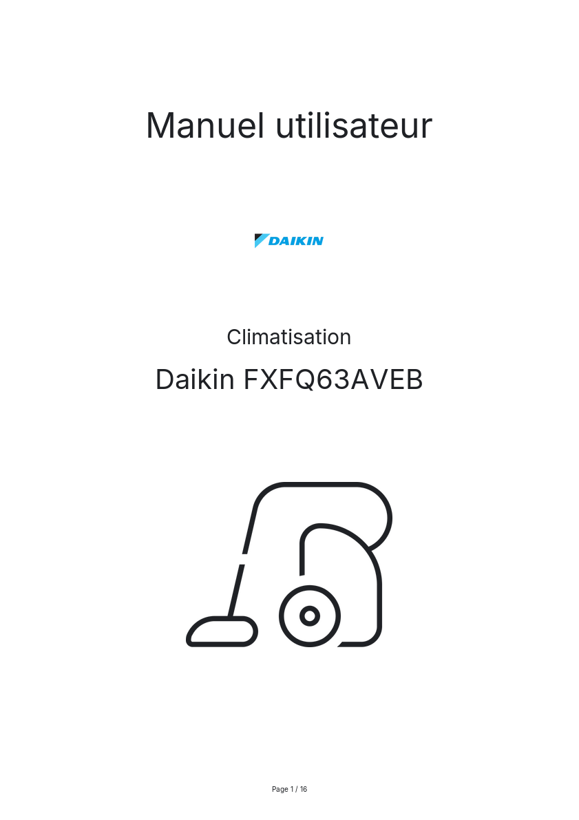 Page 1 de la notice Manuel utilisateur Daikin FXFQ63AVEB