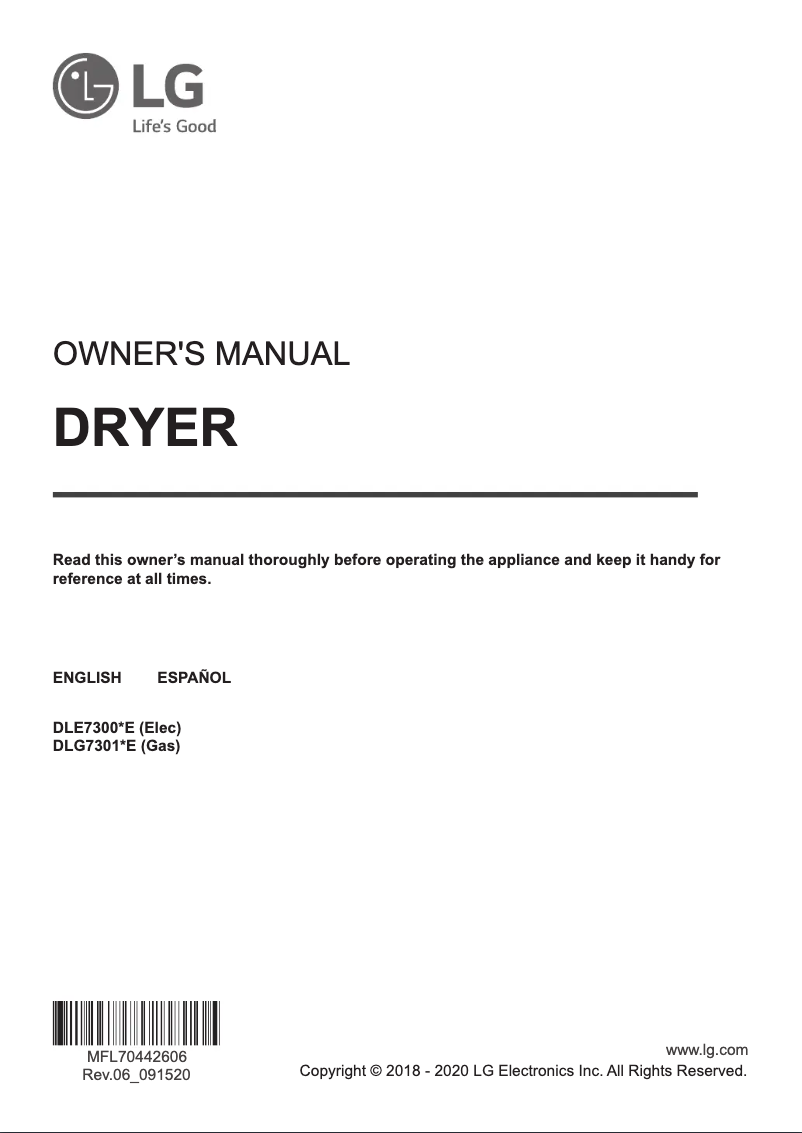 Página 1 del manual Manual de usuario LG DLG7301VE