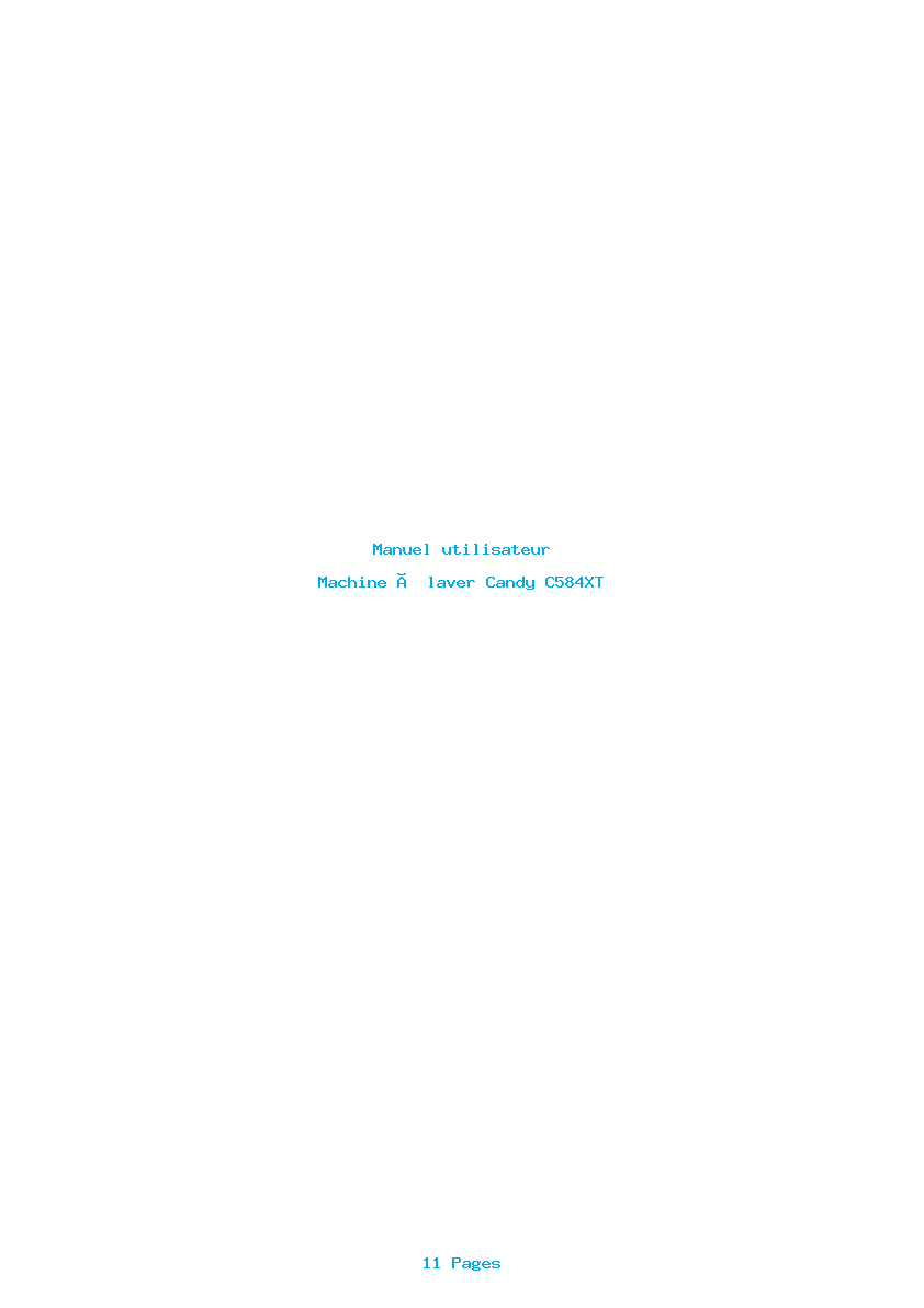 Page 1 de la notice Manuel utilisateur Candy C584XT