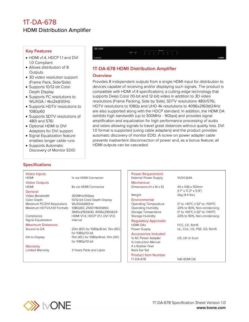 Página 1 del manual Folleto TV One 1T-DA-678