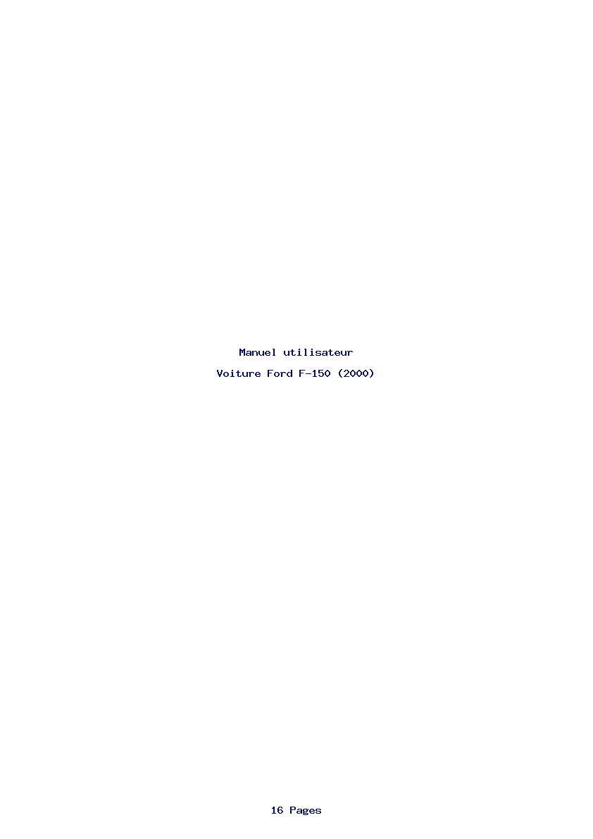 Page 1 de la notice Manuel utilisateur Ford F-150 (2000)