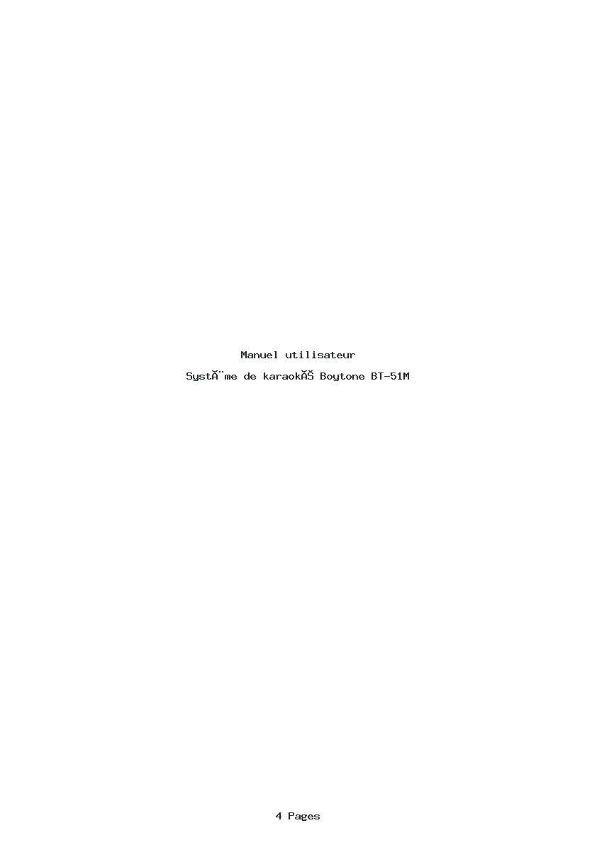 Page 1 de la notice Manuel utilisateur Boytone BT-51M