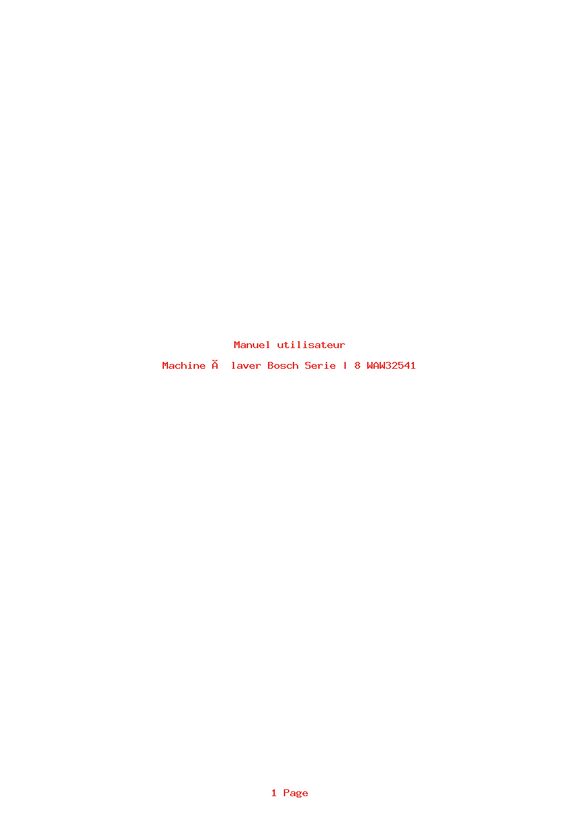 Page 1 de la notice Manuel utilisateur Bosch Serie | 8 WAW32541
