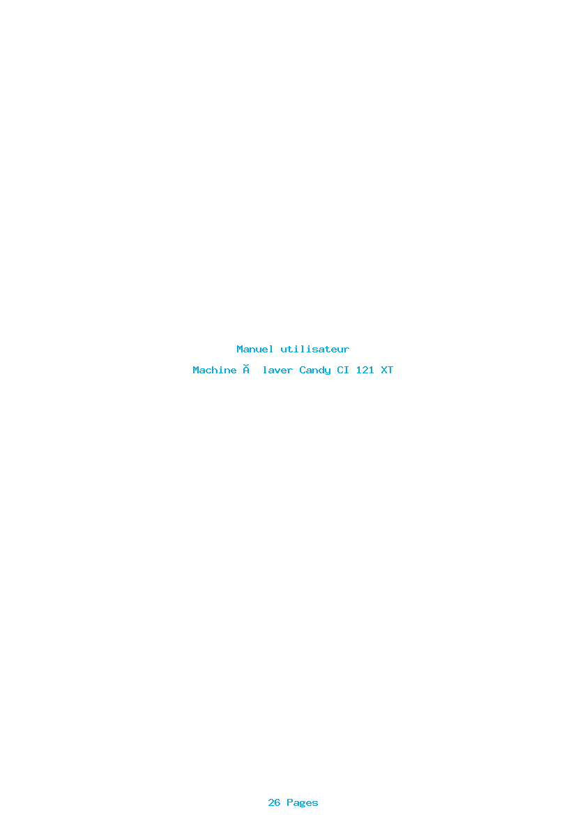 Page 1 de la notice Manuel utilisateur Candy CI 121 XT