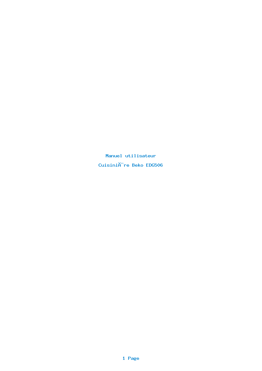 Page 1 de la notice Manuel utilisateur Beko EDG506