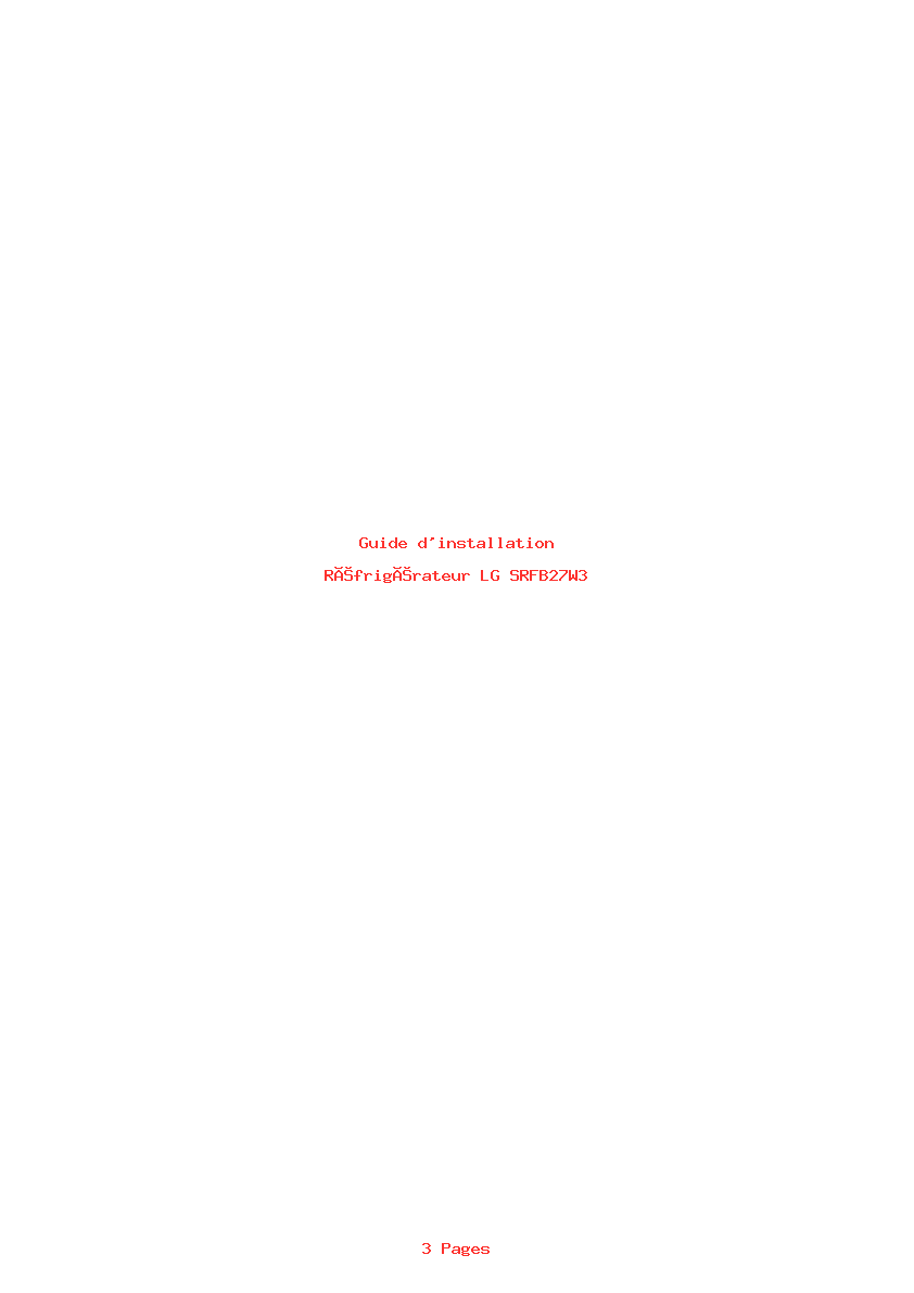 Page 1 de la notice Guide d'installation LG SRFB27W3