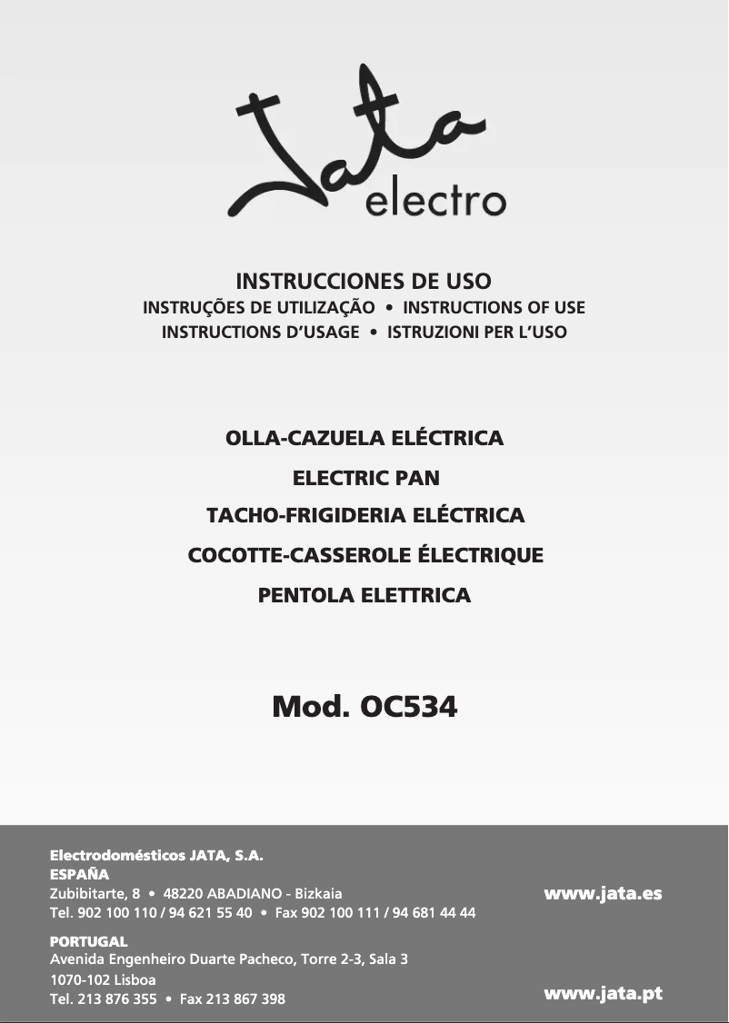 Page 1 de la notice Manuel utilisateur Jata OC534