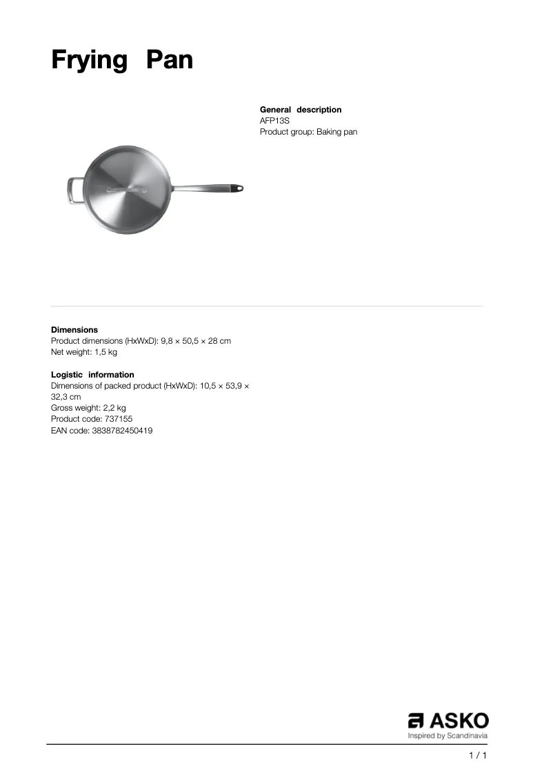 Page 1 de la notice Manuel utilisateur Asko AFP13S