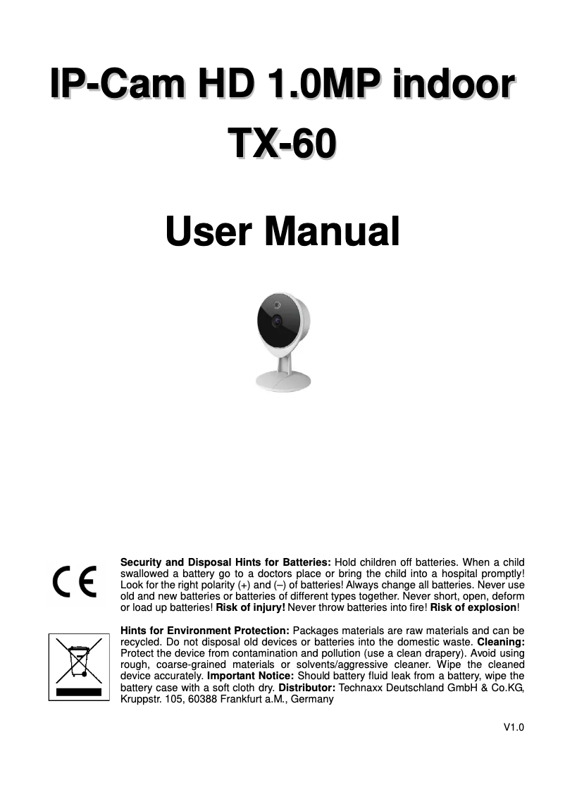 Page 1 de la notice Manuel utilisateur Technaxx TX-60