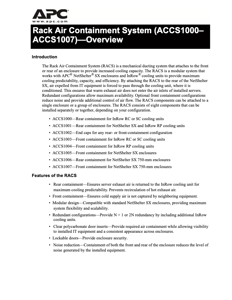 Página 1 del manual Manual de usuario APC NetShelter ACCS1005