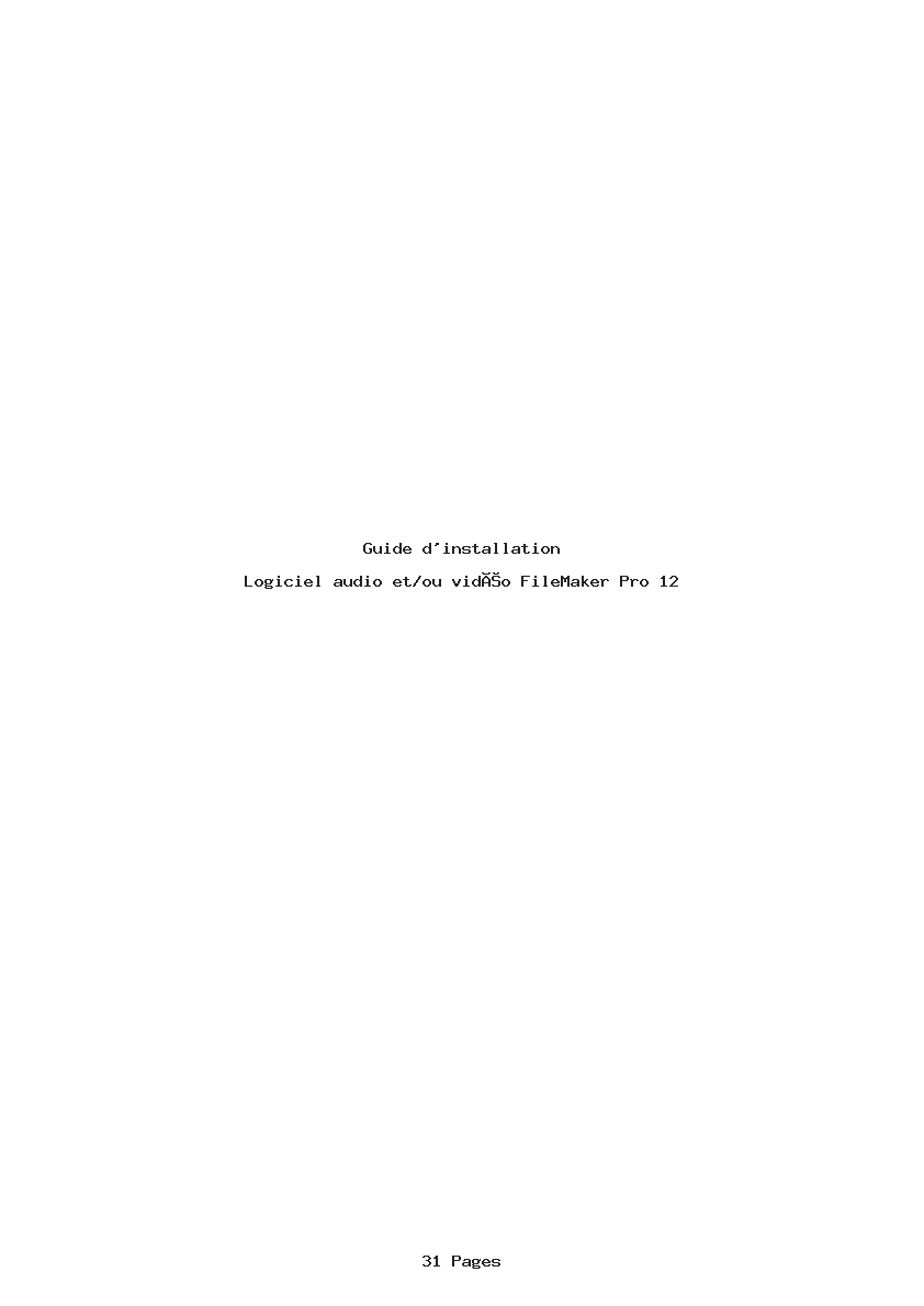 Page 1 de la notice Guide d'installation FileMaker Pro 12