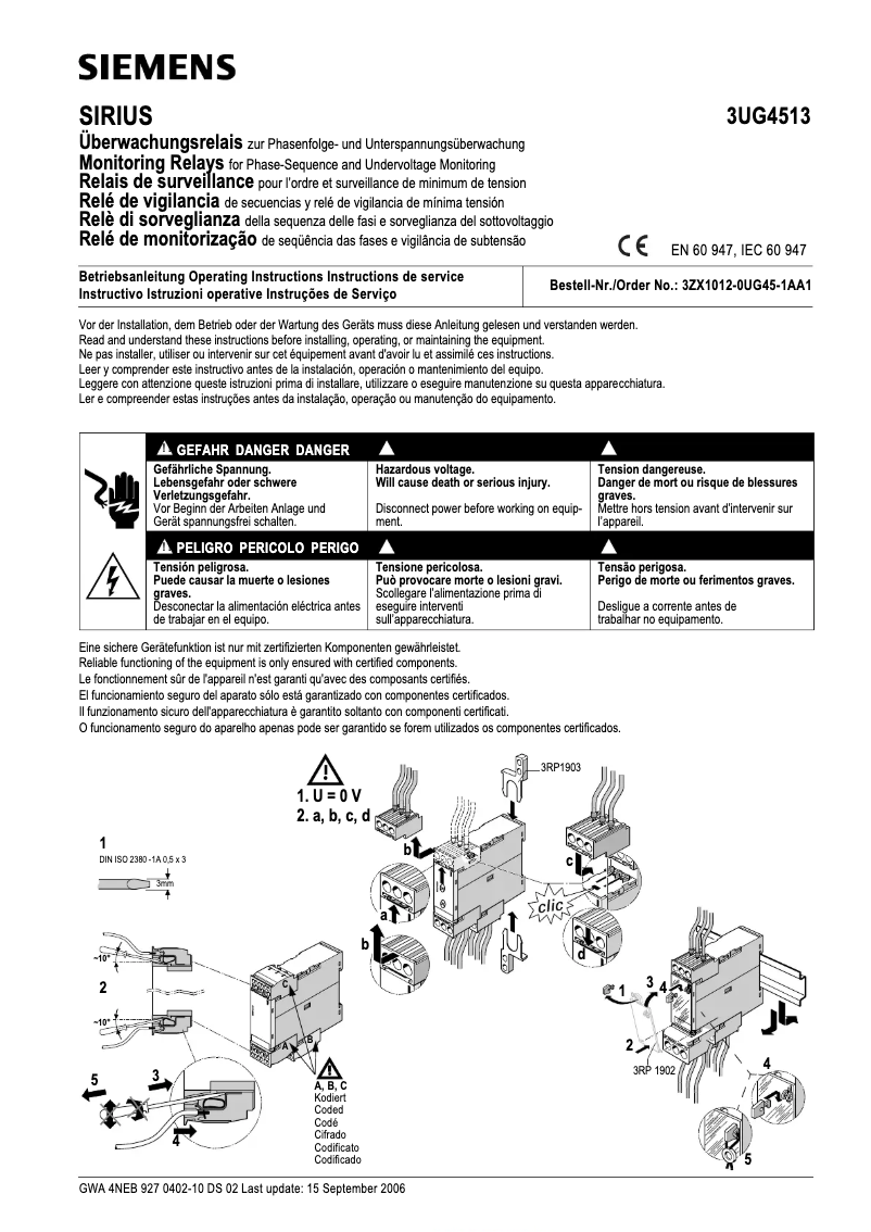 Page 1 de la notice Manuel utilisateur Siemens 3UG4513