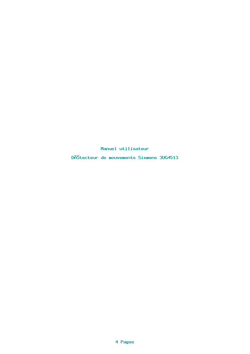 Page 1 de la notice Manuel utilisateur Siemens 3UG4513