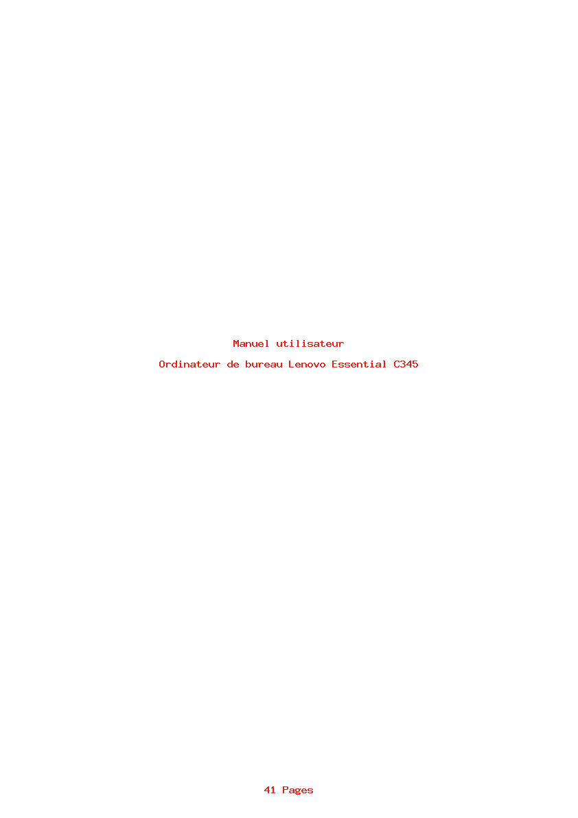 Page 1 de la notice Manuel utilisateur Lenovo Essential C345