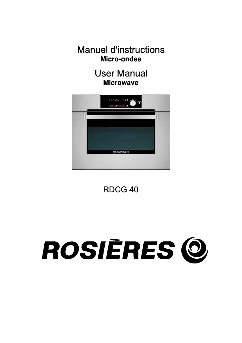 Page 1 de la notice Manuel utilisateur Rosieres RDCG 40 MIN