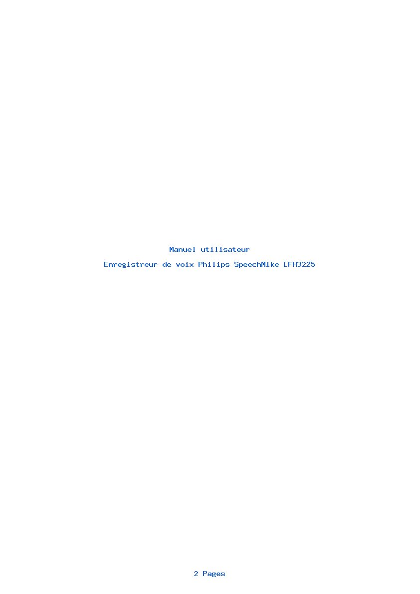 Page 1 de la notice Manuel utilisateur Philips SpeechMike LFH3225