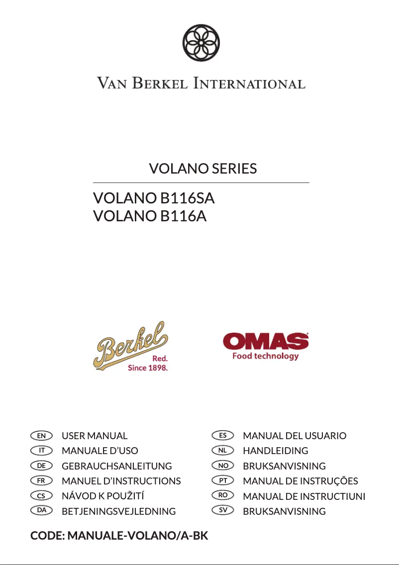 Page 1 de la notice Manuel utilisateur Berkel B116A