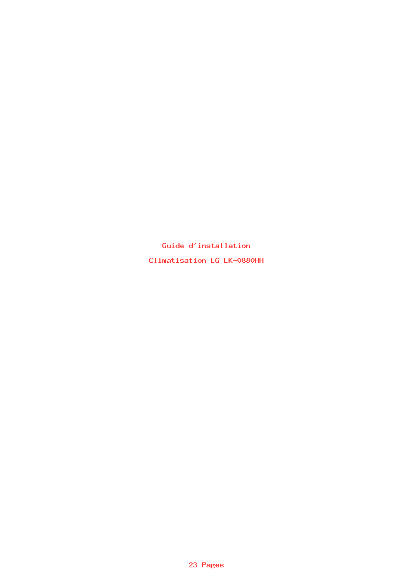 Page 1 de la notice Guide d'installation LG LK-0880HH