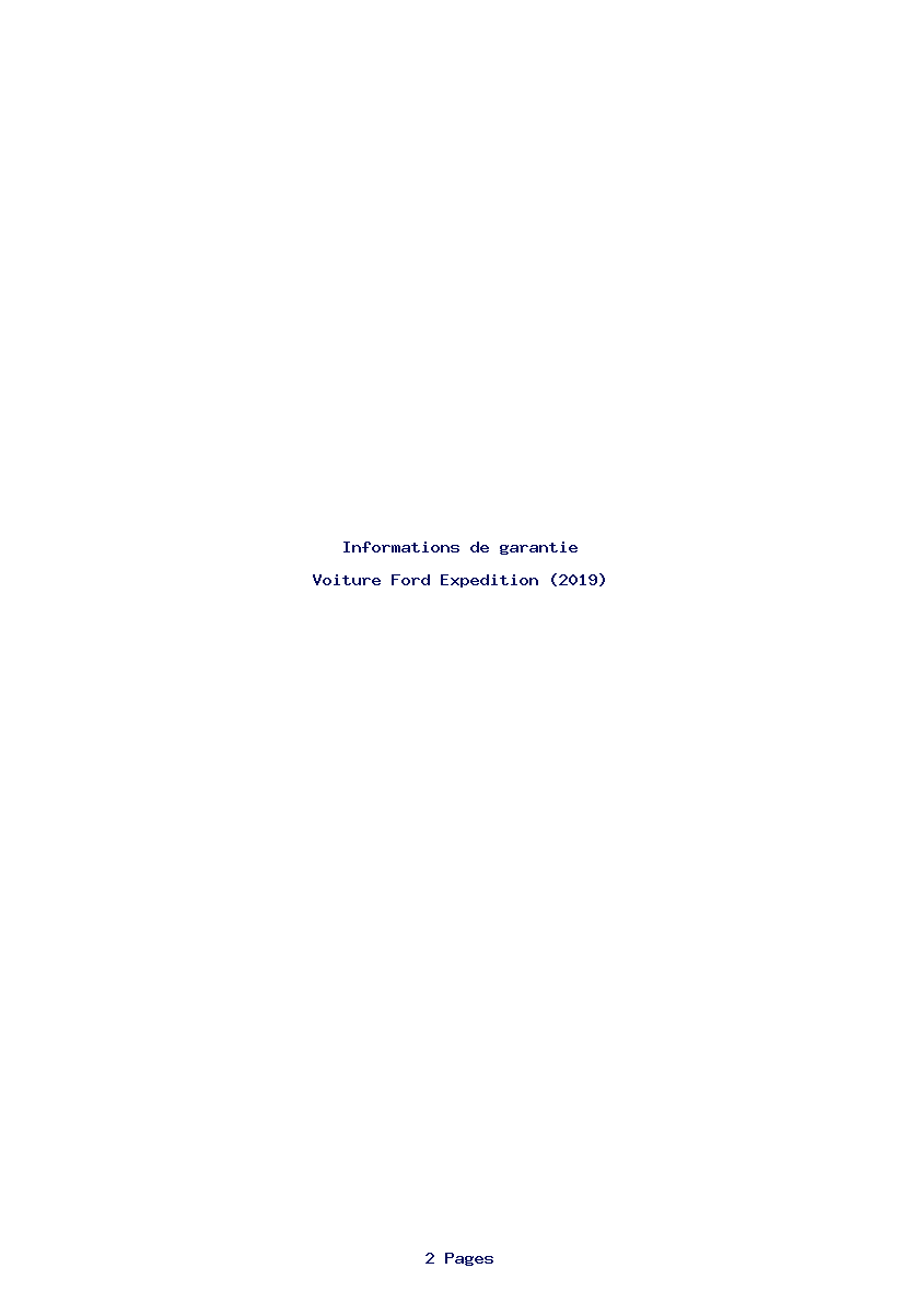 Page 1 de la notice Informations de garantie Ford Expedition (2019)
