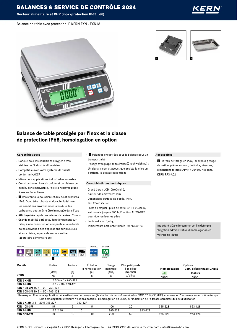 Page 1 de la notice Brochure Kern FXN 6K-3N
