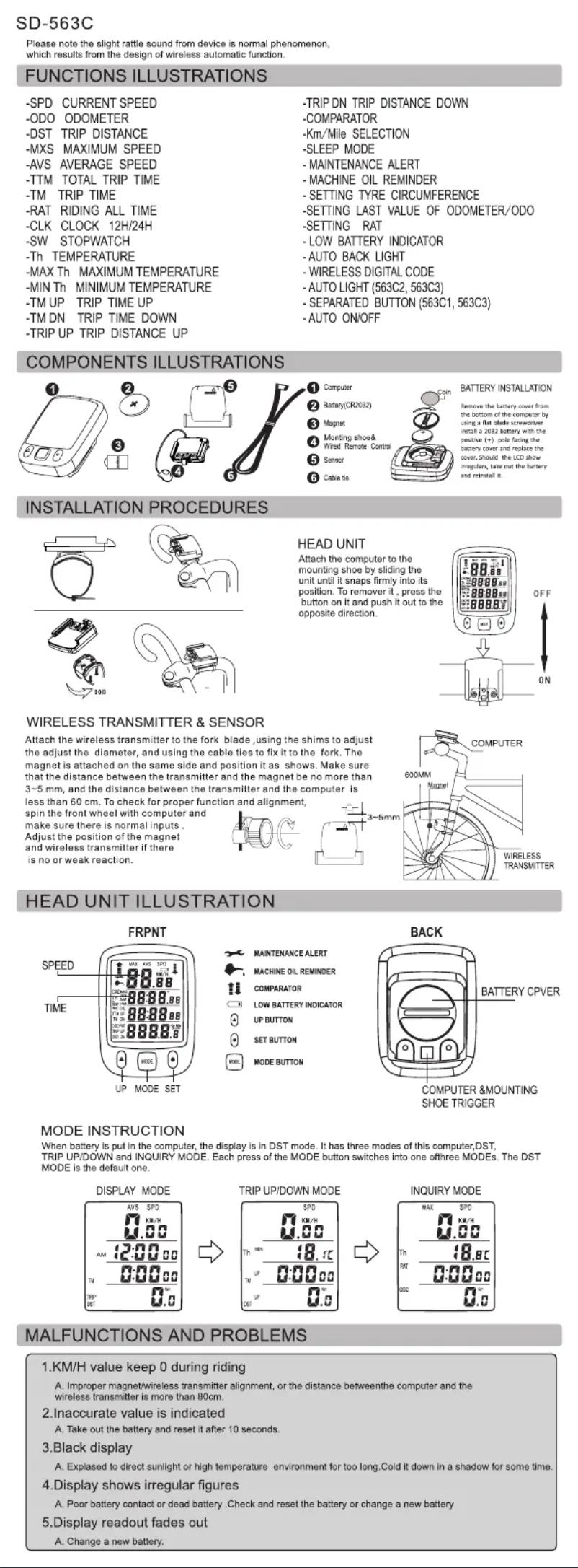 Page 1 of the manual User Manual Sunding SD-563C