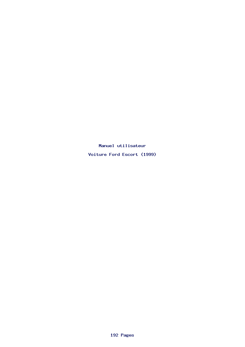 Page 1 de la notice Manuel utilisateur Ford Escort (1999)