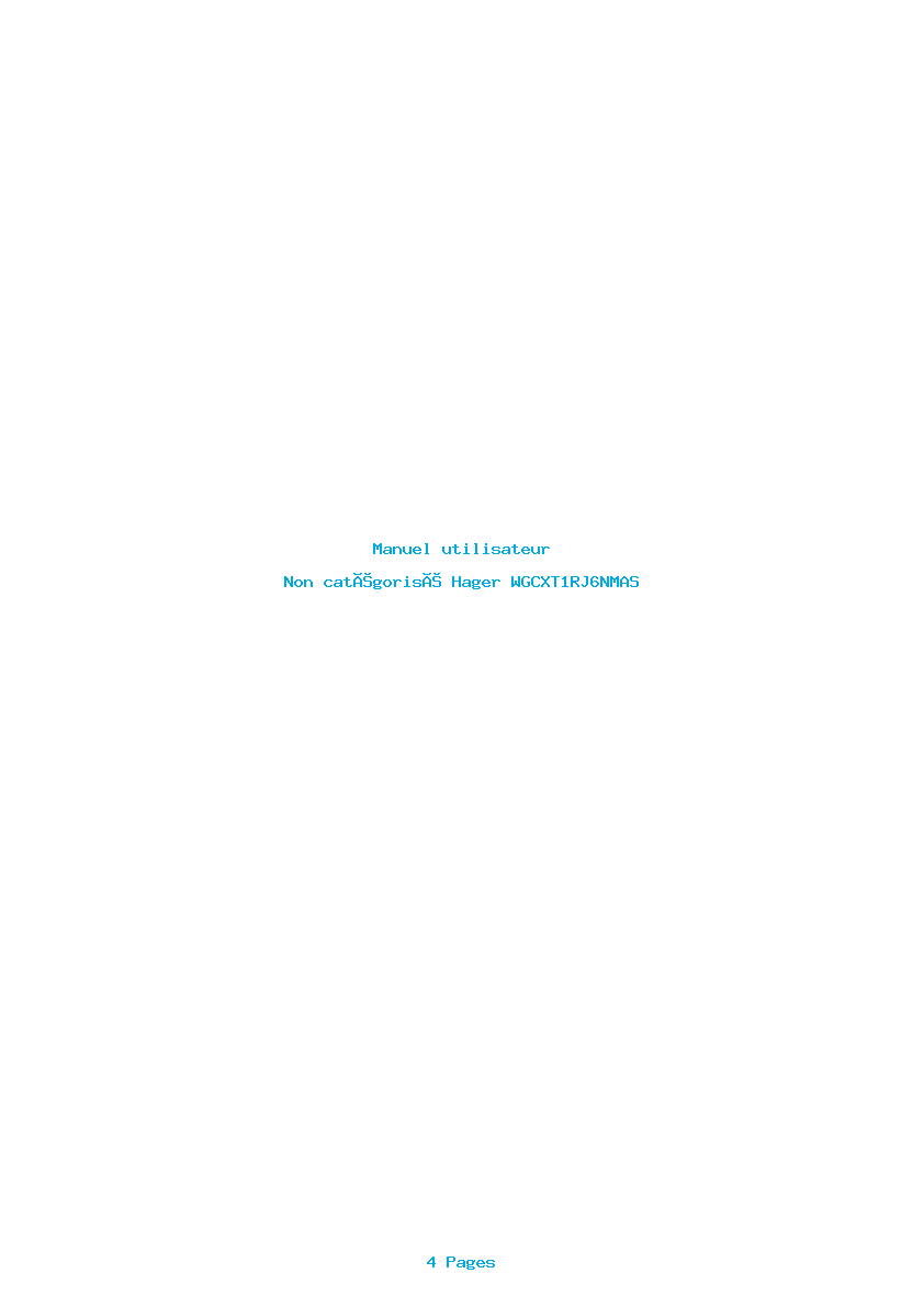 Page 1 de la notice Manuel utilisateur Hager WGCXT1RJ6NMAS