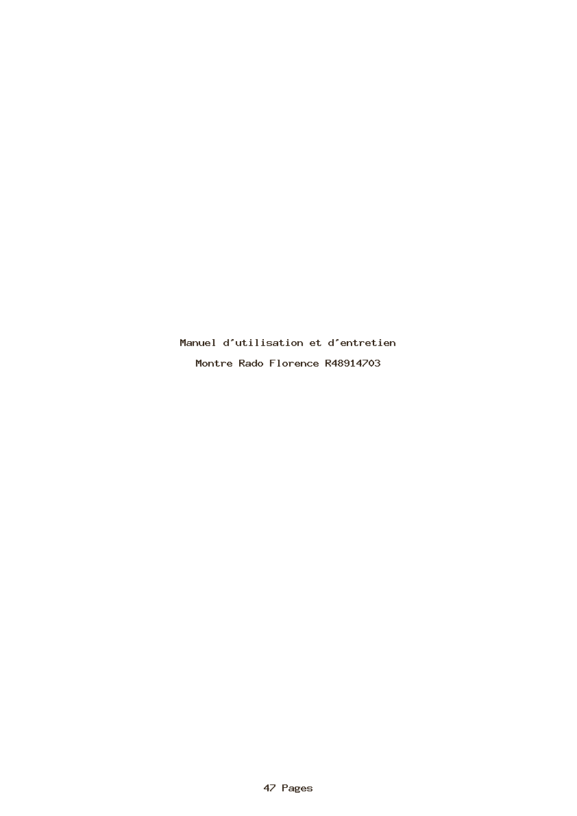 Image de la première page du manuel de l'appareil Florence R48914703