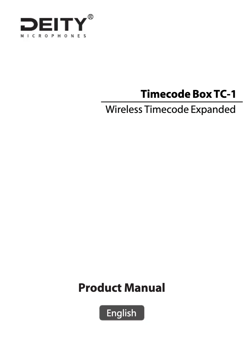 Page 1 de la notice Manuel utilisateur Deity TC-1